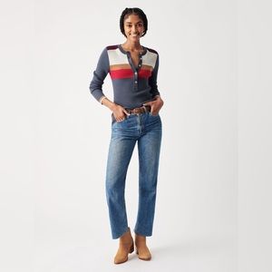 Faherty Mikki Henley Vintage Stripe Sz Large